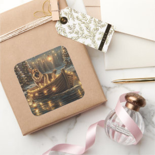 Duitse herder kerstvakantie reis vierkante sticker