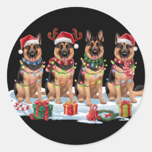 Duitse Herder kerstverlichting - Schattig ontwerp Ronde Sticker