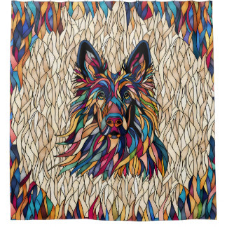 Duitse herder - kleurrijke mozaïek kunst douchegordijn