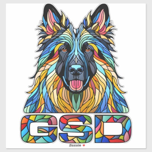 Duitse herder - kleurrijke mozaïek kunst sticker (Vel)