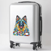 Duitse herder - kleurrijke mozaïek kunst sticker (Koffer)
