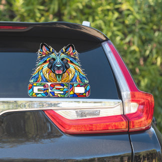 Duitse herder - kleurrijke mozaïek kunst sticker