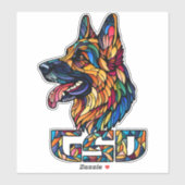 Duitse herder - kleurrijke mozaïek kunst sticker (Vel)