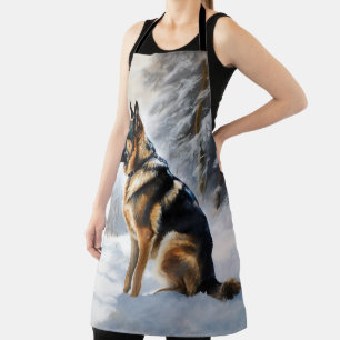 duitse herder laat het sneeuwen kerst schort