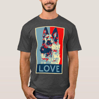 Duitse herder liefde retro stijl k Mannen vrouwen T-shirt