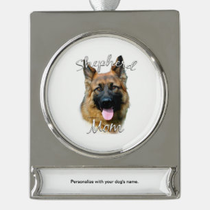 Duitse herder (longhair) Moeder 2 Verzilverd Banner Ornament
