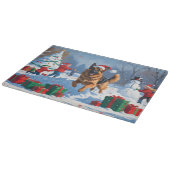 Duitse herder loopt in de sneeuw met kerst Pet Snijplank (Hoek)