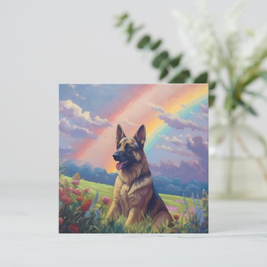 Duitse Herder Memorial Custom Hondennaam Rainbow (Staand voorkant)