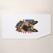 Duitse herder met Amerikaanse vlag Badhanddoek (Badhanddoek)