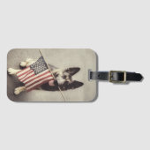 Duitse herder met Amerikaanse vlag Bagagelabel (Voorkant (horizontaal))