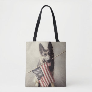 Duitse herder met Amerikaanse vlag Draagtas