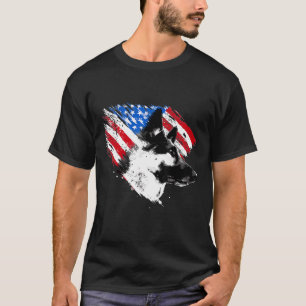 duitse herder met Amerikaanse vlag patriottisch d T-shirt