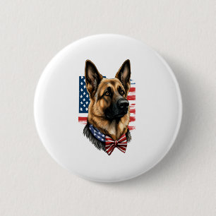 Duitse herder met Amerikaanse vlag Ronde Button 5,7 Cm