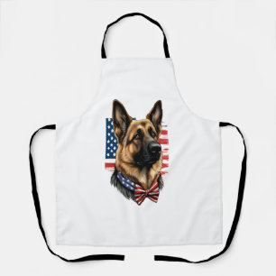 Duitse herder met Amerikaanse vlag Schort