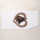 Duitse herder met hart gevormd woord kunst badhanddoek (Badhanddoek)