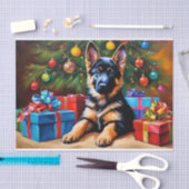 Duitse Herder met Kerstboom en Cadeaus Tissuepapier (Craft)