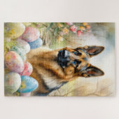 Duitse herder met paaseieren legpuzzel (Horizontaal)