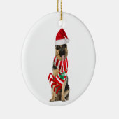 Duitse herder met Pet kerst Keramisch Ornament (Rechts)