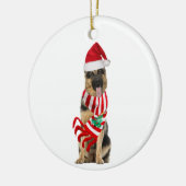 Duitse herder met Pet kerst Keramisch Ornament (Links)