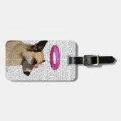 Duitse herder met roze halo bagagelabel (Voorkant horizontaal)