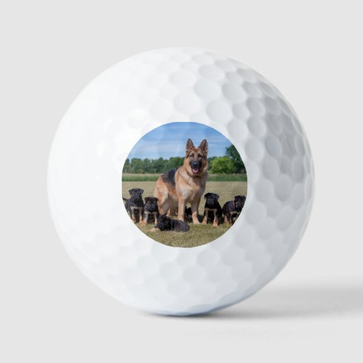  Duitse herder met Schattige Puppies Golfballen (Voorkant)