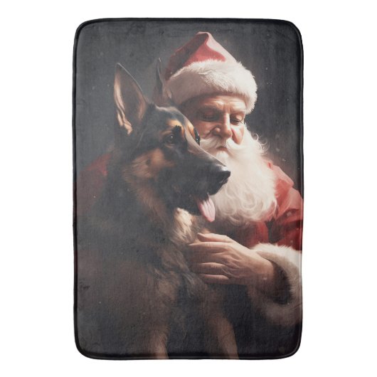 Duitse herder met sinterklaas feestelijke kerst badmat (Voorkant Verticaal)