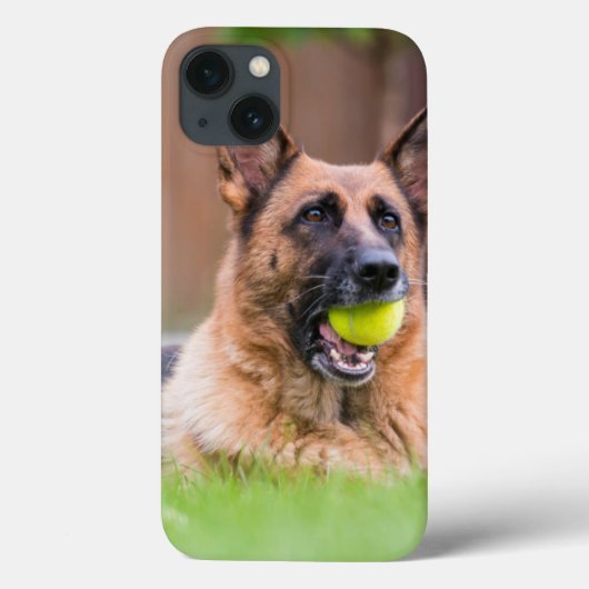 Duitse herder met Tennis Ball Case-Mate iPhone Case (Achterkant)