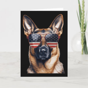 Duitse Herder Met Usa Vlag Onafhankelijkheidsdag 4 Kaart