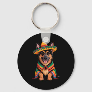 Duitse herder Mexicaanse sombrero Mexico cinco de Sleutelhanger