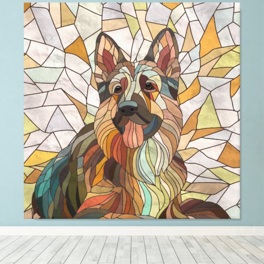 Duitse herder - Mozaïek kunst Canvas Afdruk (Insitu (Houten vloer))