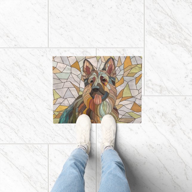 Duitse herder - Mozaïek kunst Deurmat (Binnen)