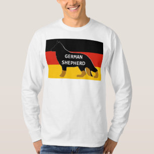 Duitse herder naam silhouet op tweekleurige vlag.p t-shirt