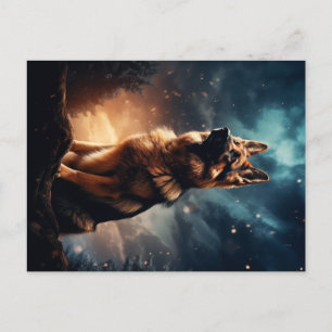 Duitse herder onder stormachtige hemel briefkaart