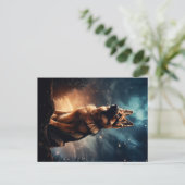 Duitse herder onder stormachtige hemel briefkaart (Staand voorkant)