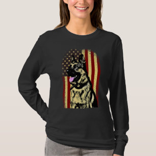 Duitse Herder Patriotische Amerikaanse Vlag Hond T-shirt