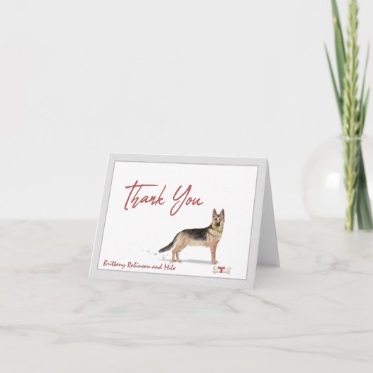 Duitse Herder Pet Dog Personaliseer Bone Ribbon Bedankkaart (Voorkant)