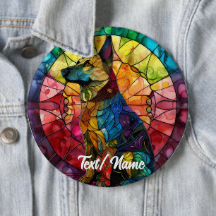 Duitse Herder Pet Dog Stain Glass Design Pin Ronde Button 6,0 Cm
