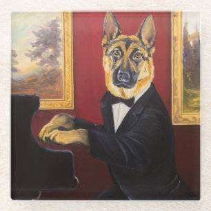 Duitse herder Piano Waltz Glazen Onderzetter
