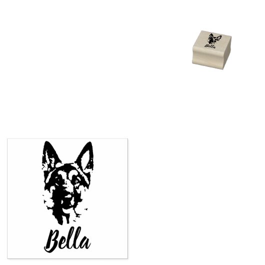 Duitse Herder Print Aangepaste Naam Handtekening H Rubberstempel (Gestempeld)