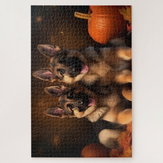 Duitse Herder Puppy Herfst Delight Pompoen Legpuzzel (Verticaal)