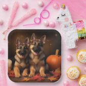 Duitse Herder Puppy Herfst Delight Pompoen Papieren Bordje (Feest)