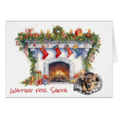 Duitse Herder Puppy Wacht op Santa Open haard (Voorkant Horizontaal)