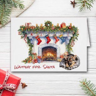 Duitse Herder Puppy Wacht op Santa Open haard