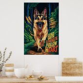Duitse herder rennen door bos poster (Keuken)