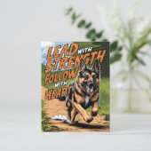 duitse herder rennen met hart briefkaart (Staand voorkant)