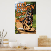 duitse herder rennen met hart poster (Keuken)