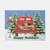 Duitse herder rode vrachtwagen familienaam deurmat (Voorkant)