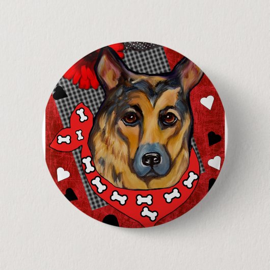 DUITSE HERDER RONDE BUTTON 5,7 CM (Voorkant)