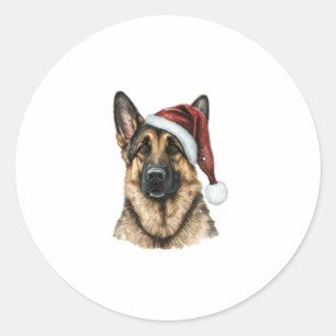 Duitse herder Santa Claus Hond Kerstmis Ronde Sticker