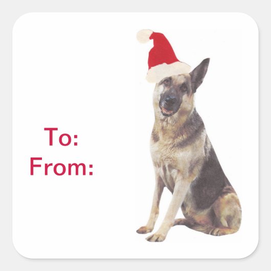 Duitse herder Santa Hat Gift Labels Stickers (Voorkant)